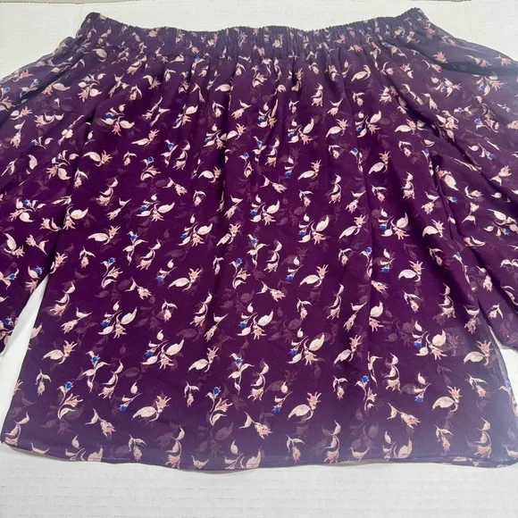 MISA Los Angeles Size M Adeli Top Off Shoulder Viscose Purple Floral Sheer Boho - Picture 8 of 12